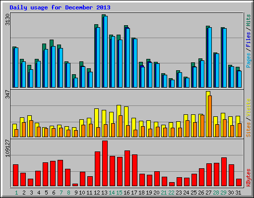 Daily usage for December 2013