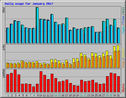 Daily usage for January 2017