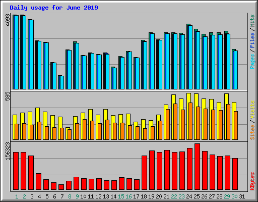 Daily usage for June 2019