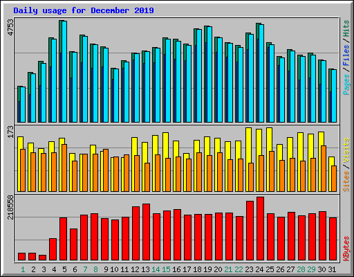 Daily usage for December 2019