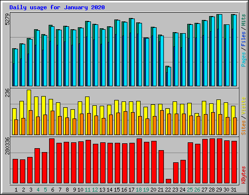 Daily usage for January 2020