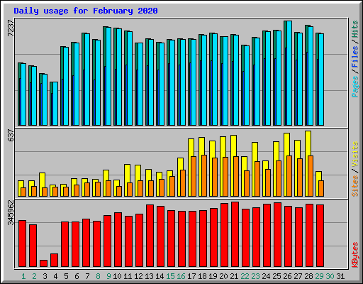 Daily usage for February 2020