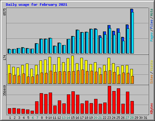 Daily usage for February 2021