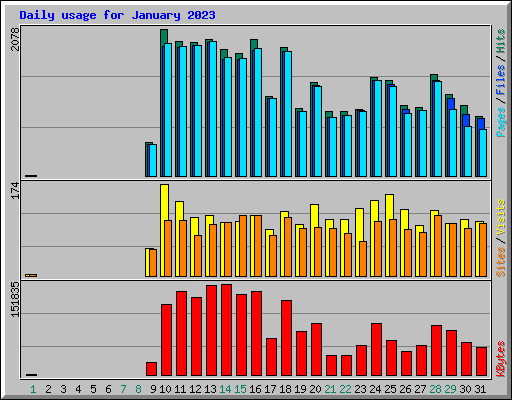 Daily usage for January 2023