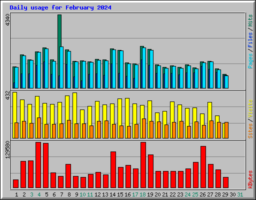 Daily usage for February 2024