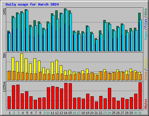 Daily usage for March 2024