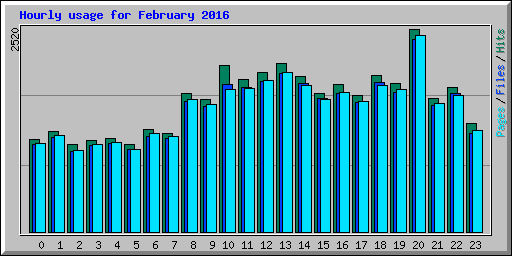 Hourly usage for February 2016